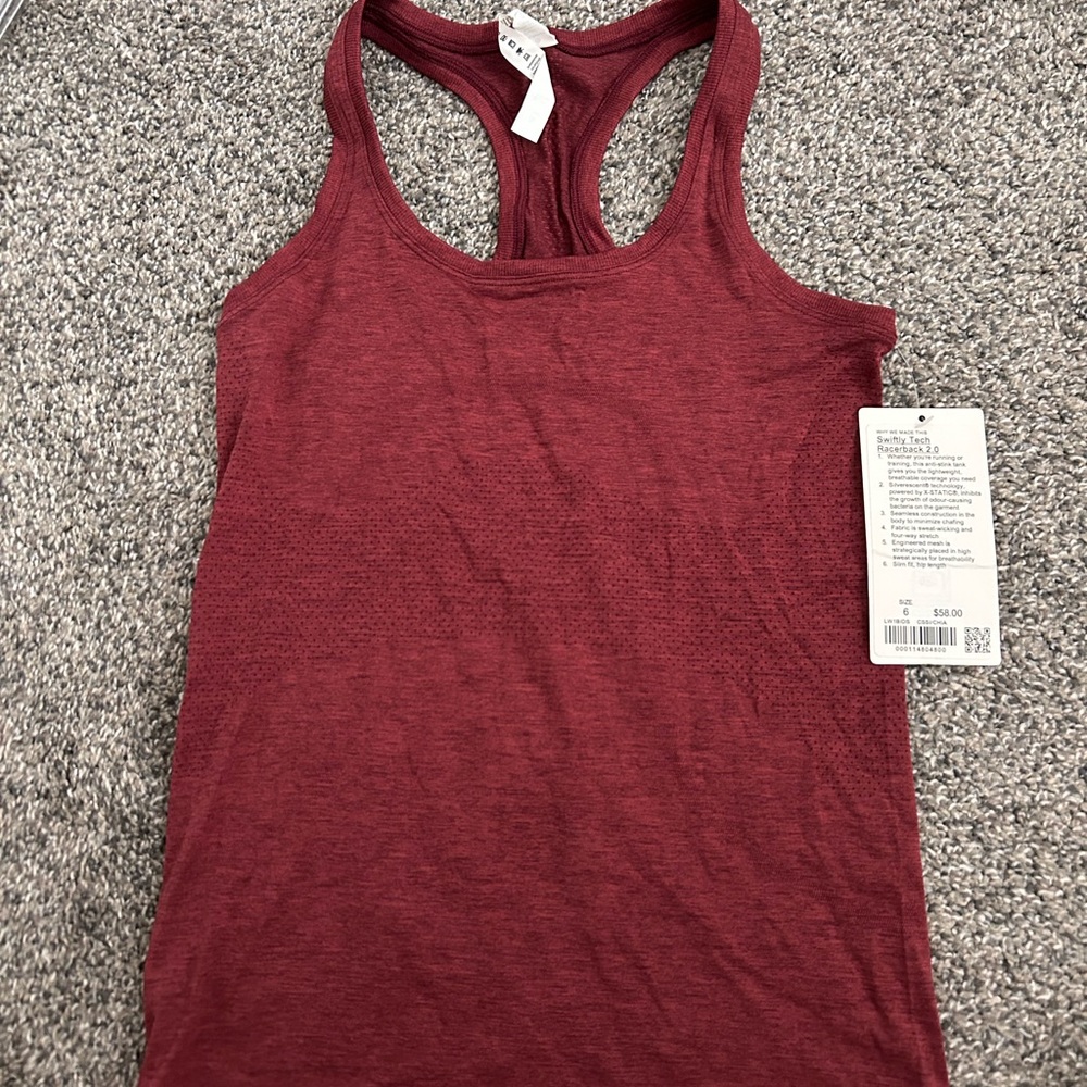 Lululemon Athletica Red Fitted Tank Top